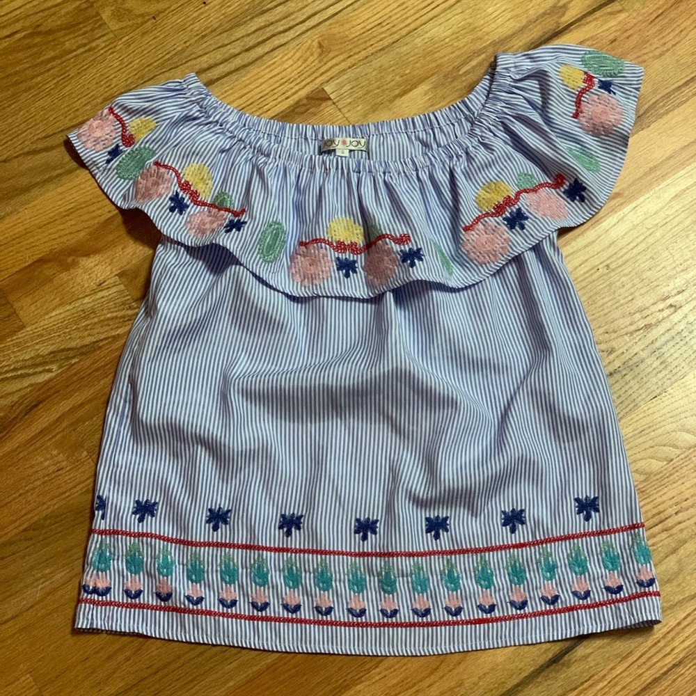 JoyJoy Striped Off Shoulder Fiesta Top